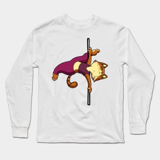 Cat on pole dance pole - Pole Fitness Long Sleeve T-Shirt